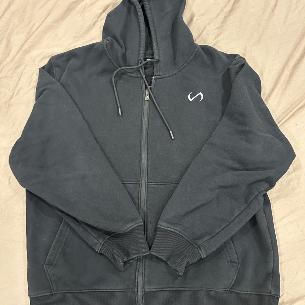 Men's Black Zip-Up Hoodie Sweater
